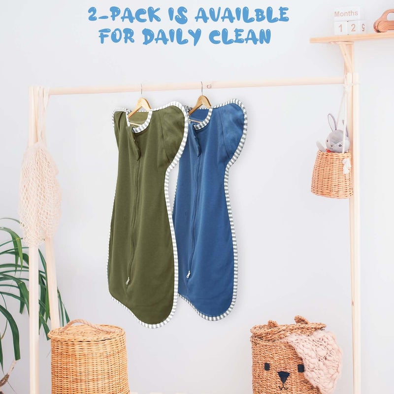 Roksuma Transitional Swaddle 6-9 Months Baby Wearable Blanket, 2-Pack Infant Sleep Sack Arms up Swaddles with 2-Way Zipper Arms In/Out 100% Cotton 0.8 Tog Baby Transition Swaddle Sack (Large 20-27lbs) - Image 5